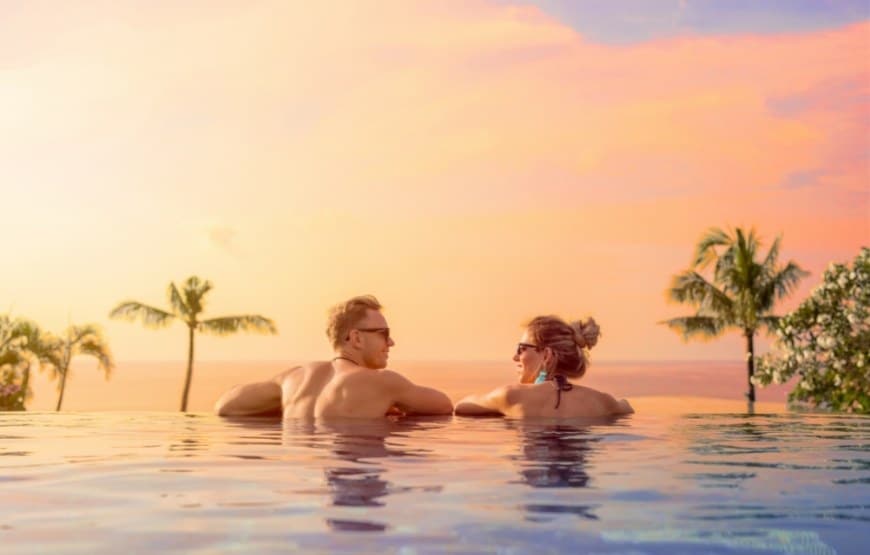 Island honeymoon couples at maldives resort